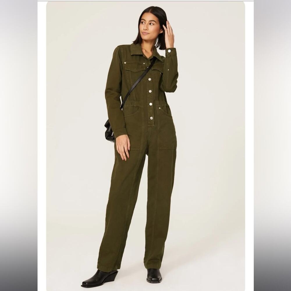 The Kooples Khaki Denim Utility Jumpsuit Size 0-2